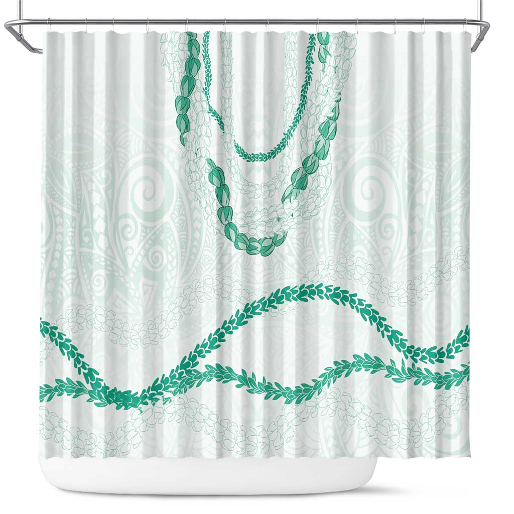 Aloha Lei Mikioi Shower Curtain Sage Green Polynesian Tribal Tatau Pattern