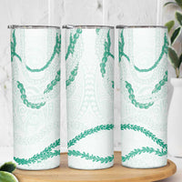 Aloha Lei Mikioi Skinny Tumbler Sage Green Polynesian Tribal Tatau Pattern LT9 - Polynesian Pride