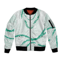 Aloha Lei Mikioi Sleeve Zip Bomber Jacket Sage Green Polynesian Tribal Tatau Pattern LT9 Unisex Green - Polynesian Pride