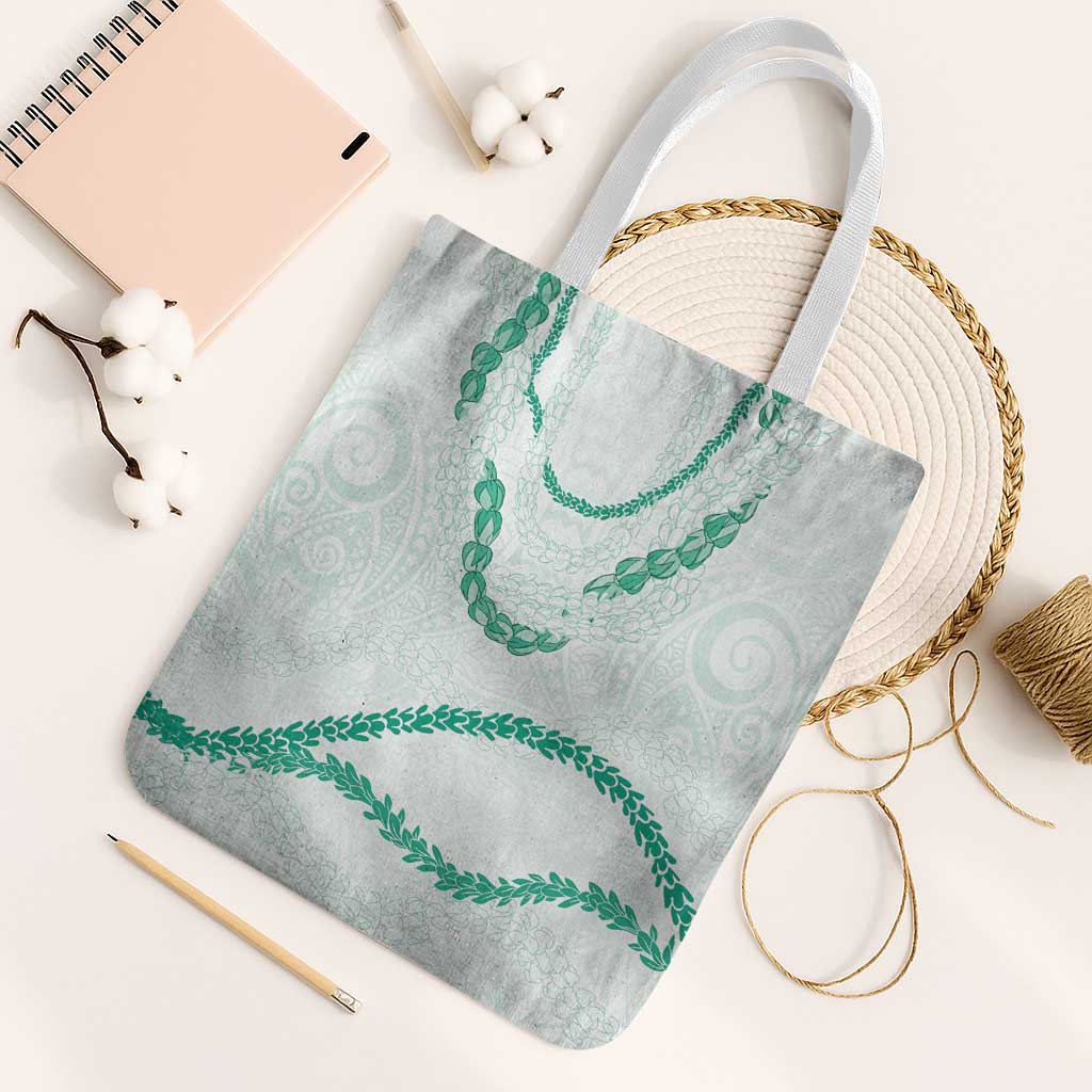 Aloha Lei Mikioi Tote Bag Sage Green Polynesian Tribal Tatau Pattern LT9 White Strap One Size Green - Polynesian Pride