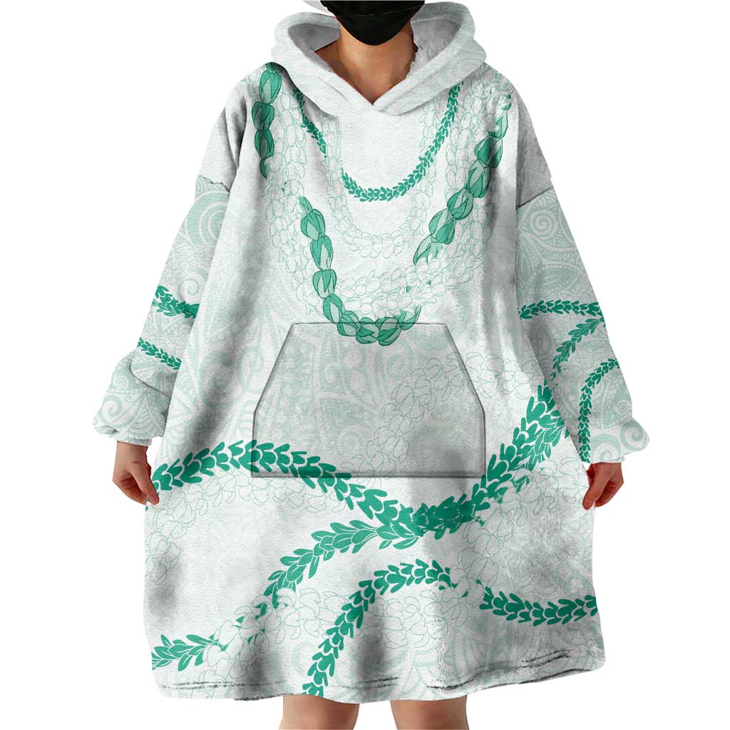 Aloha Lei Mikioi Wearable Blanket Hoodie Sage Green Polynesian Tribal Tatau Pattern