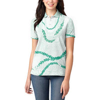 Aloha Lei Mikioi Women Polo Shirt Sage Green Polynesian Tribal Tatau Pattern