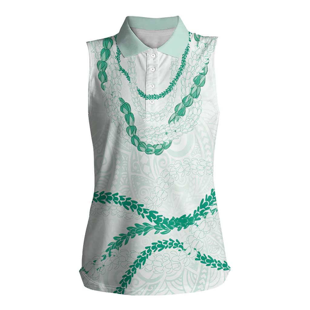 Aloha Lei Mikioi Women Sleeveless Polo Shirt Sage Green Polynesian Tribal Tatau Pattern LT9 Female Green - Polynesian Pride