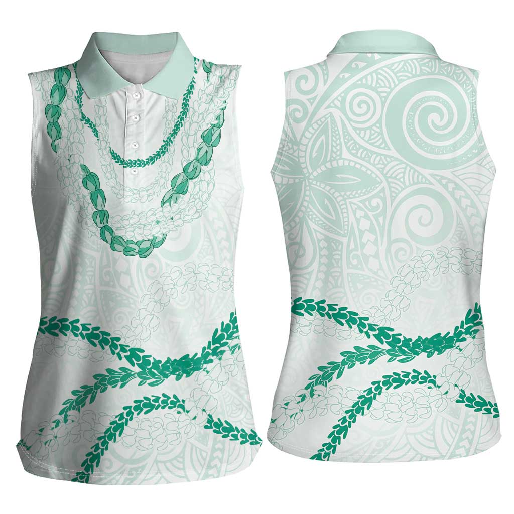 Aloha Lei Mikioi Women Sleeveless Polo Shirt Sage Green Polynesian Tribal Tatau Pattern LT9 - Polynesian Pride