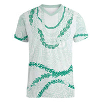 Aloha Lei Mikioi Women V-Neck T-Shirt Sage Green Polynesian Tribal Tatau Pattern LT9 Female Green - Polynesian Pride