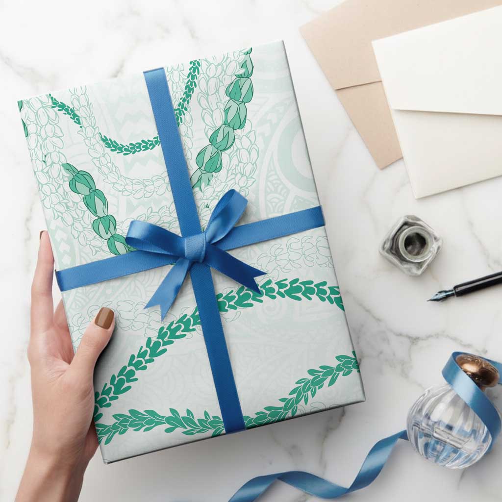 Aloha Lei Mikioi Wrapping Paper Sage Green Polynesian Tribal Tatau Pattern - Polynesian Pride