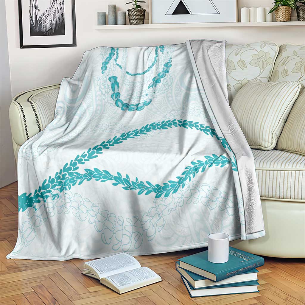 Aloha Lei Mikioi Blanket Teal Polynesian Tribal Tatau Pattern