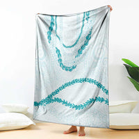 Aloha Lei Mikioi Blanket Teal Polynesian Tribal Tatau Pattern