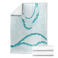 Aloha Lei Mikioi Blanket Teal Polynesian Tribal Tatau Pattern