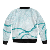 Aloha Lei Mikioi Bomber Jacket Teal Polynesian Tribal Tatau Pattern LT9 - Polynesian Pride