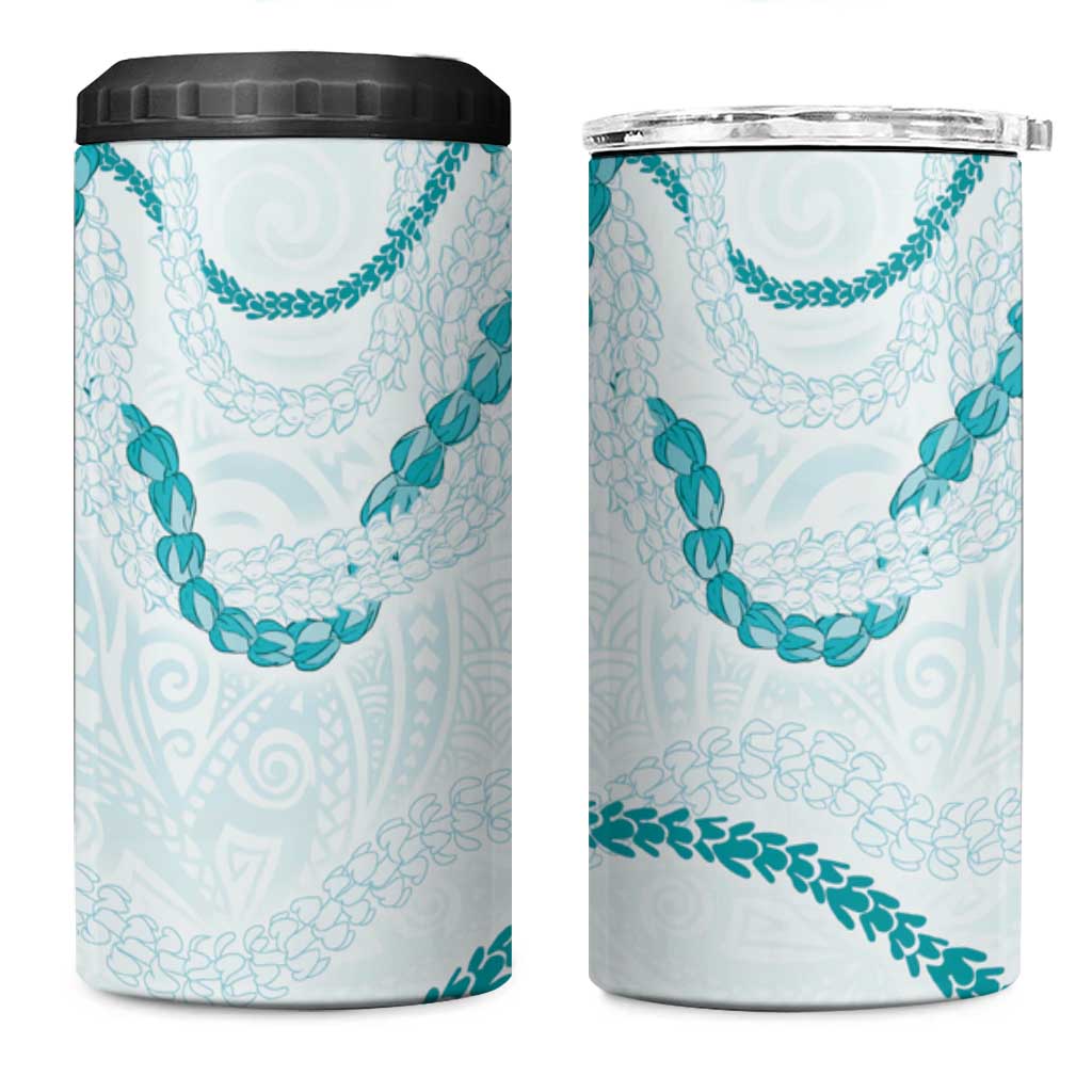 Aloha Lei Mikioi 4 in 1 Can Cooler Tumbler Teal Polynesian Tribal Tatau Pattern LT9 One Size: 16 oz Teal - Polynesian Pride
