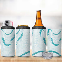 Aloha Lei Mikioi 4 in 1 Can Cooler Tumbler Teal Polynesian Tribal Tatau Pattern