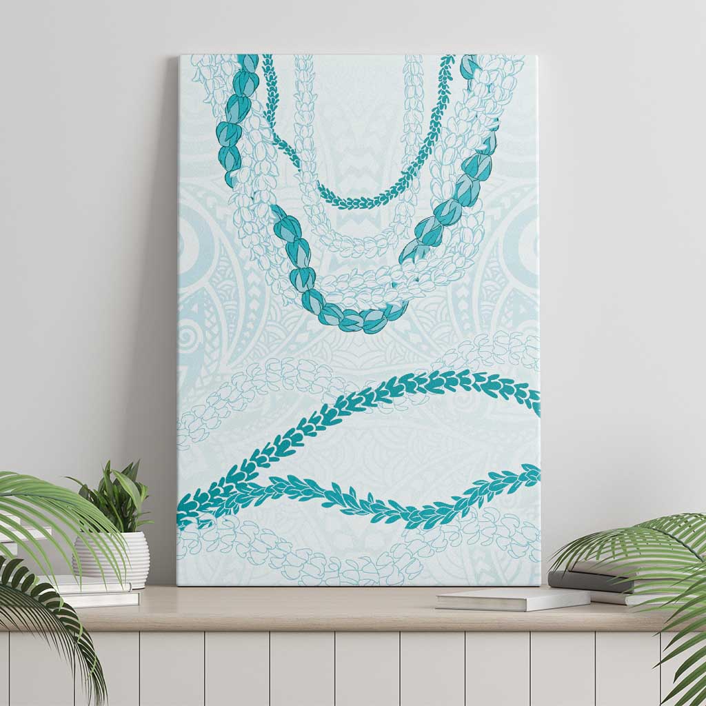Aloha Lei Mikioi Canvas Wall Art Teal Polynesian Tribal Tatau Pattern
