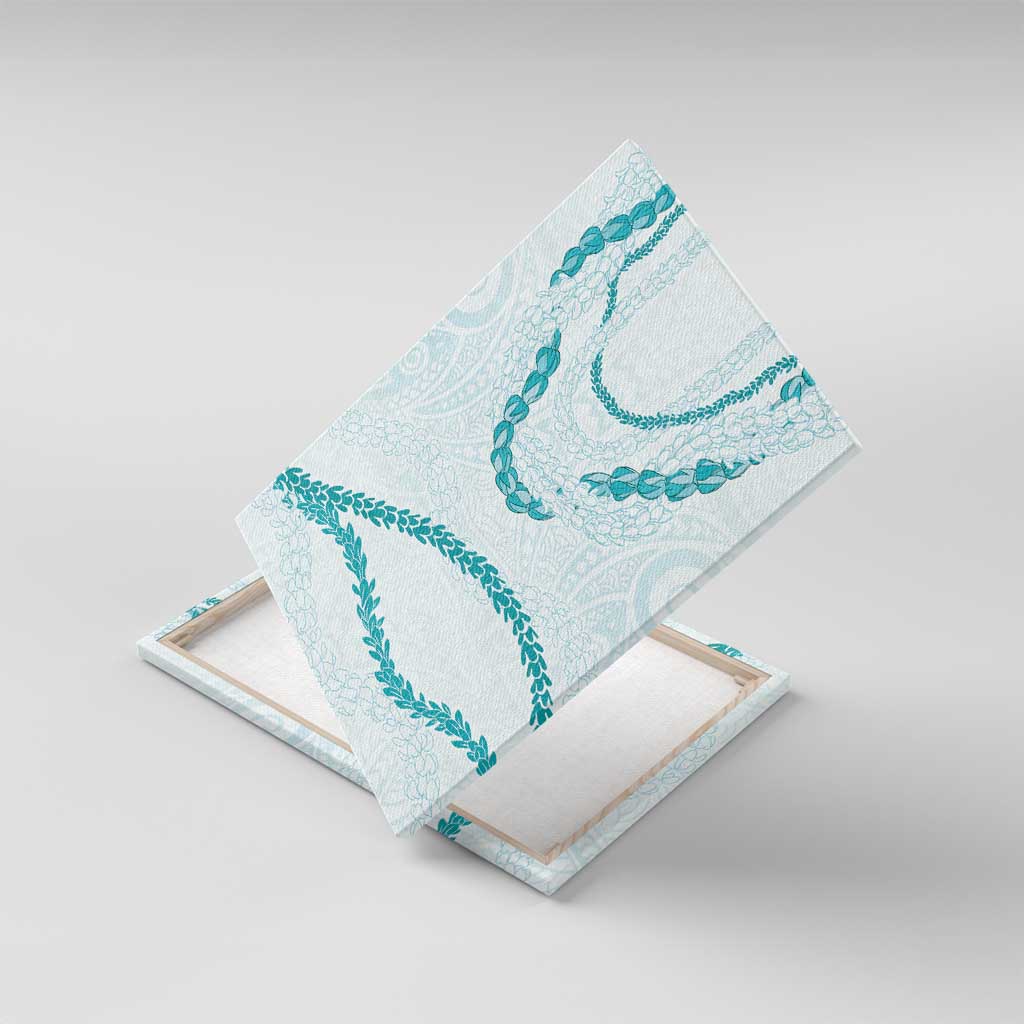Aloha Lei Mikioi Canvas Wall Art Teal Polynesian Tribal Tatau Pattern