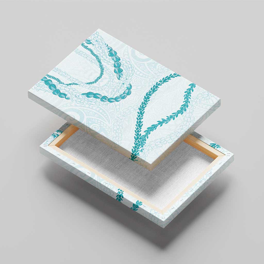 Aloha Lei Mikioi Canvas Wall Art Teal Polynesian Tribal Tatau Pattern