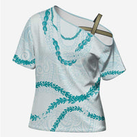 Aloha Lei Mikioi Cross Shoulder Shirt Aloha Lei Mikioi LT9 Female Teal - Polynesian Pride