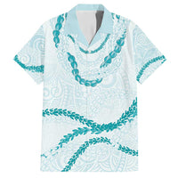 Aloha Lei Mikioi Family Matching Long Sleeve Bodycon Dress and Hawaiian Shirt Teal Polynesian Tribal Tatau Pattern LT9 Dad's Shirt - Short Sleeve Teal - Polynesian Pride