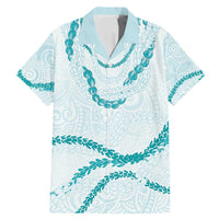 Aloha Lei Mikioi Family Matching Mermaid Dress and Hawaiian Shirt Teal Polynesian Tribal Tatau Pattern LT9 Dad's Shirt - Short Sleeve Teal - Polynesian Pride