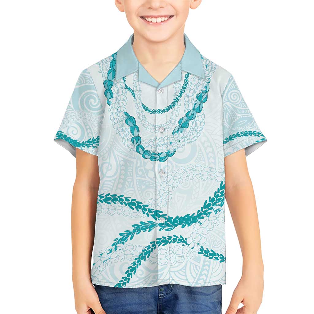 Aloha Lei Mikioi Family Matching Short Sleeve Bodycon Dress and Hawaiian Shirt Teal Polynesian Tribal Tatau Pattern LT9 Son's Shirt Teal - Polynesian Pride