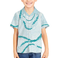 Aloha Lei Mikioi Family Matching Short Sleeve Bodycon Dress and Hawaiian Shirt Teal Polynesian Tribal Tatau Pattern LT9 Son's Shirt Teal - Polynesian Pride