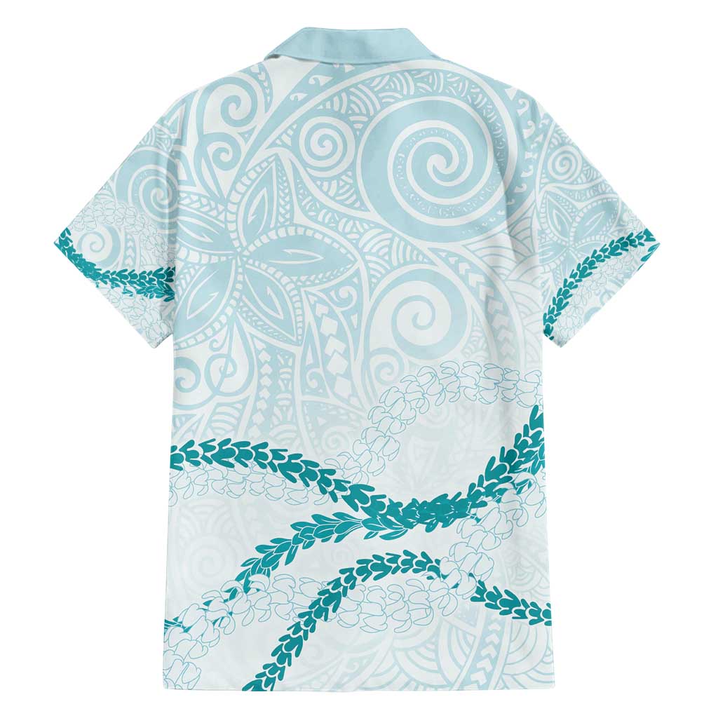 Aloha Lei Mikioi Family Matching Summer Maxi Dress and Hawaiian Shirt Teal Polynesian Tribal Tatau Pattern