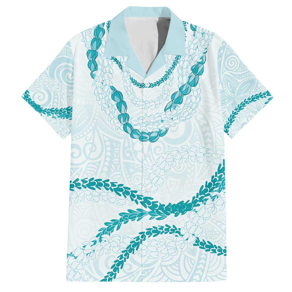 Aloha Lei Mikioi Family Matching Tank Maxi Dress and Hawaiian Shirt Teal Polynesian Tribal Tatau Pattern