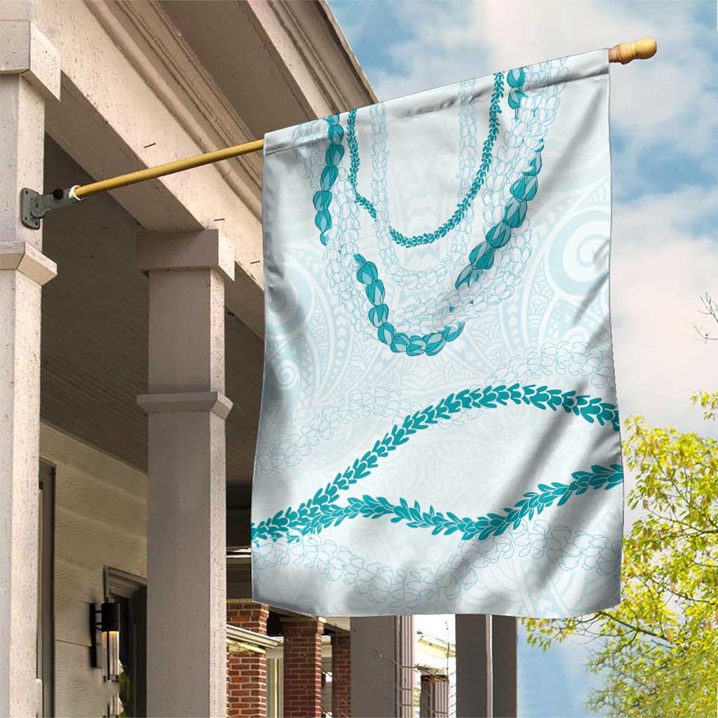 Aloha Lei Mikioi Garden Flag Teal Polynesian Tribal Tatau Pattern