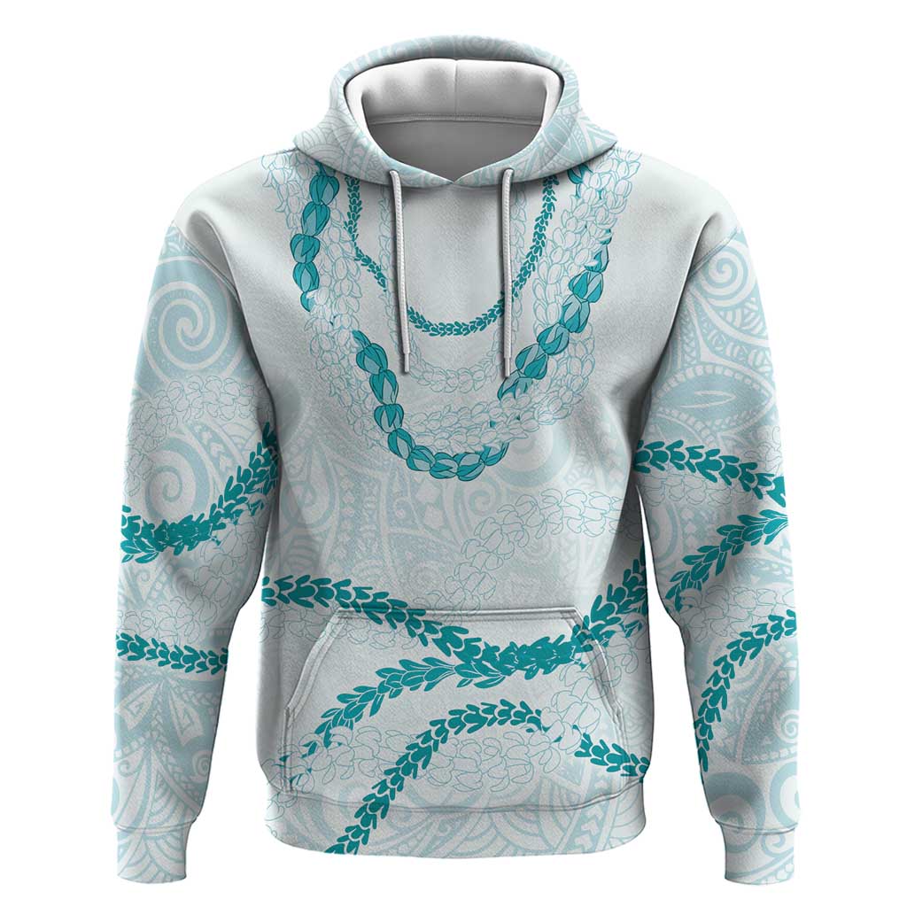 Aloha Lei Mikioi Hoodie Teal Polynesian Tribal Tatau Pattern