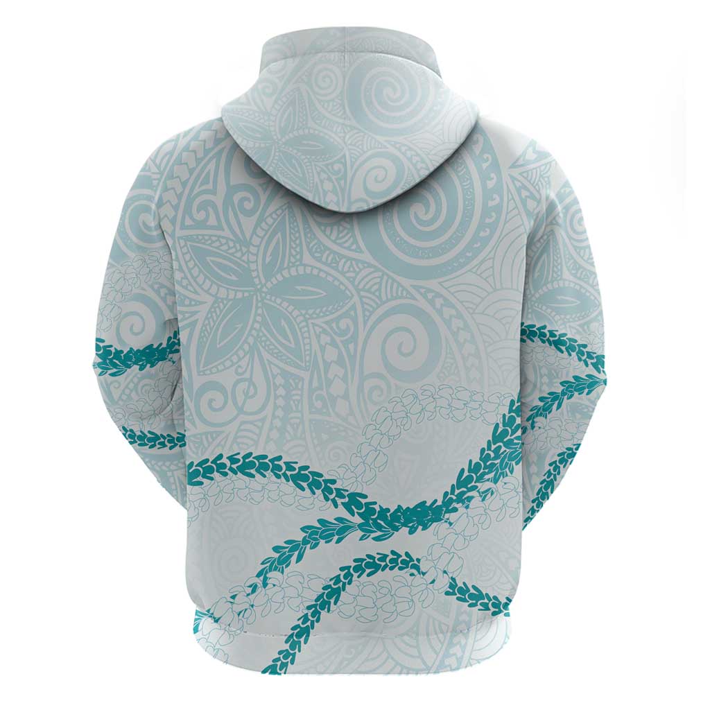 Aloha Lei Mikioi Hoodie Teal Polynesian Tribal Tatau Pattern