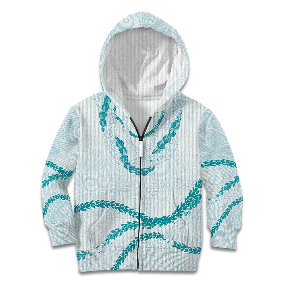 Aloha Lei Mikioi Kid Hoodie Teal Polynesian Tribal Tatau Pattern