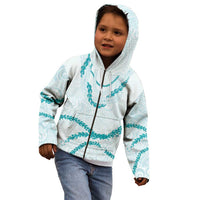 Aloha Lei Mikioi Kid Hoodie Teal Polynesian Tribal Tatau Pattern