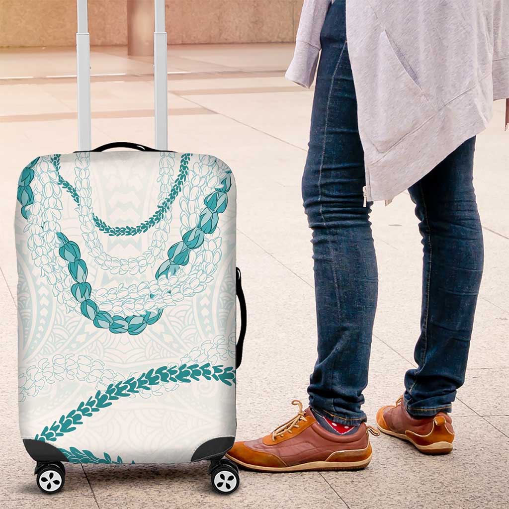 Aloha Lei Mikioi Luggage Cover Teal Polynesian Tribal Tatau Pattern