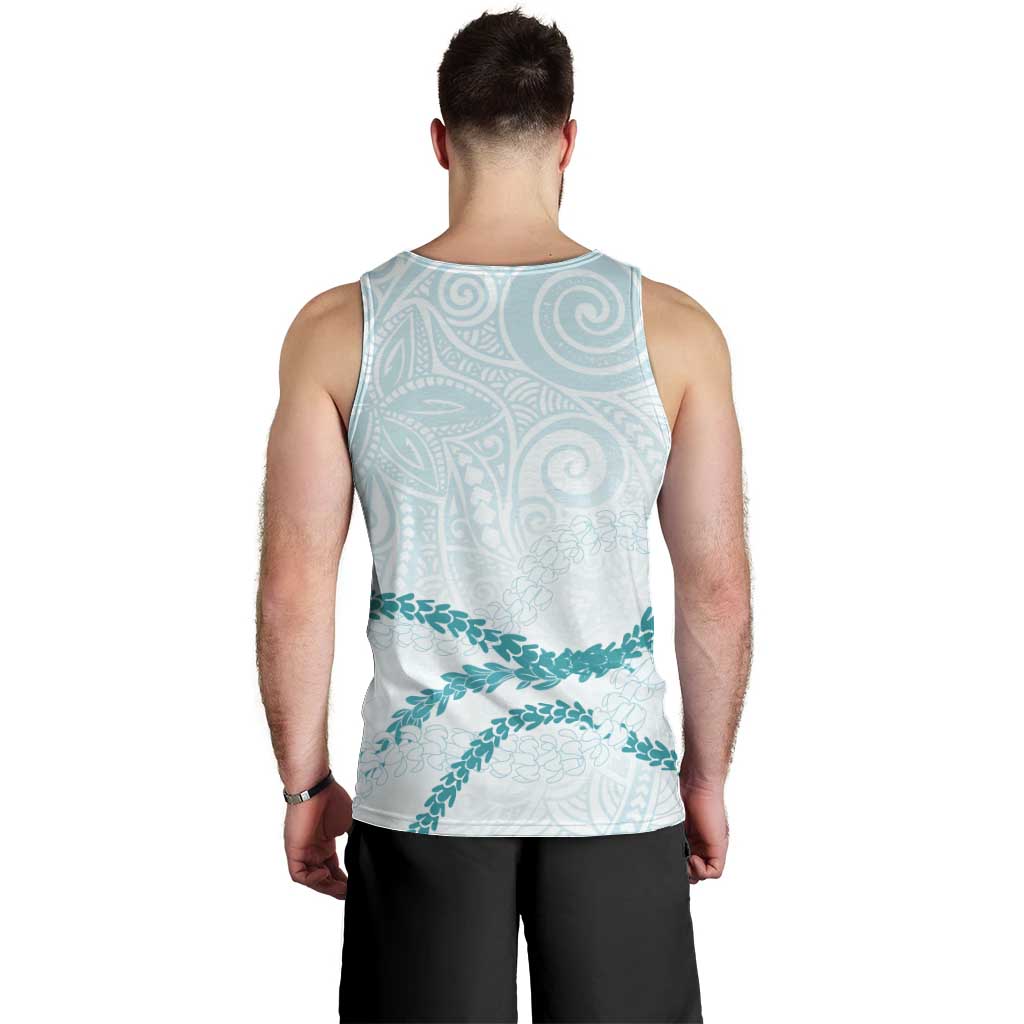Aloha Lei Mikioi Men Tank Top Teal Polynesian Tribal Tatau Pattern