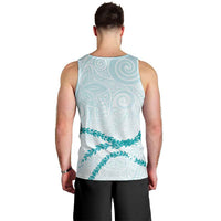 Aloha Lei Mikioi Men Tank Top Teal Polynesian Tribal Tatau Pattern