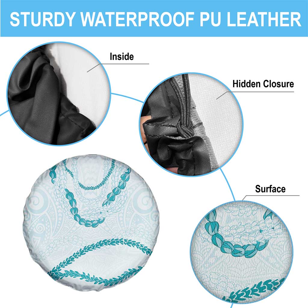 Aloha Lei Mikioi Spare Tire Cover Teal Polynesian Tribal Tatau Pattern