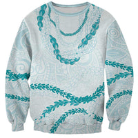 Aloha Lei Mikioi Sweatshirt Teal Polynesian Tribal Tatau Pattern LT9 Unisex Teal - Polynesian Pride