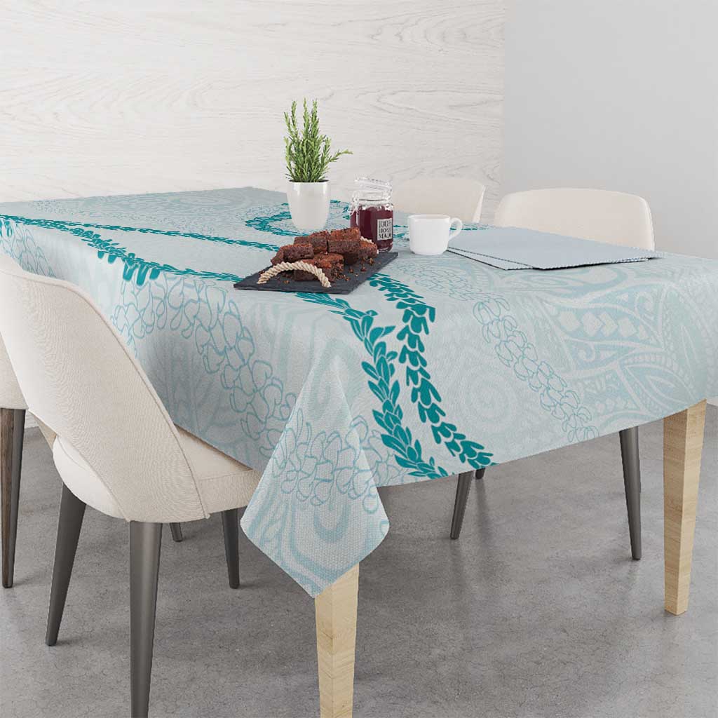 Aloha Lei Mikioi Tablecloth Teal Polynesian Tribal Tatau Pattern LT9 - Polynesian Pride