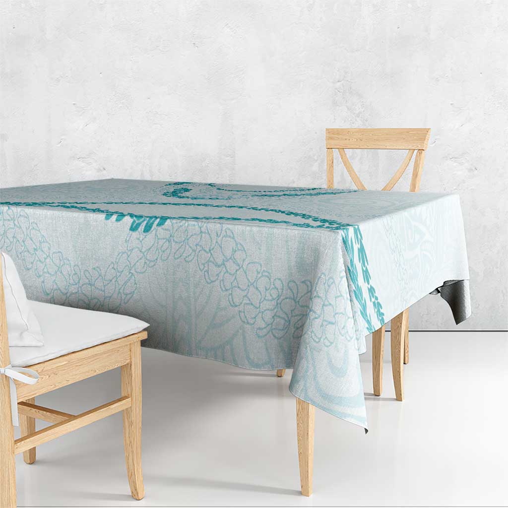 Aloha Lei Mikioi Tablecloth Teal Polynesian Tribal Tatau Pattern LT9 - Polynesian Pride