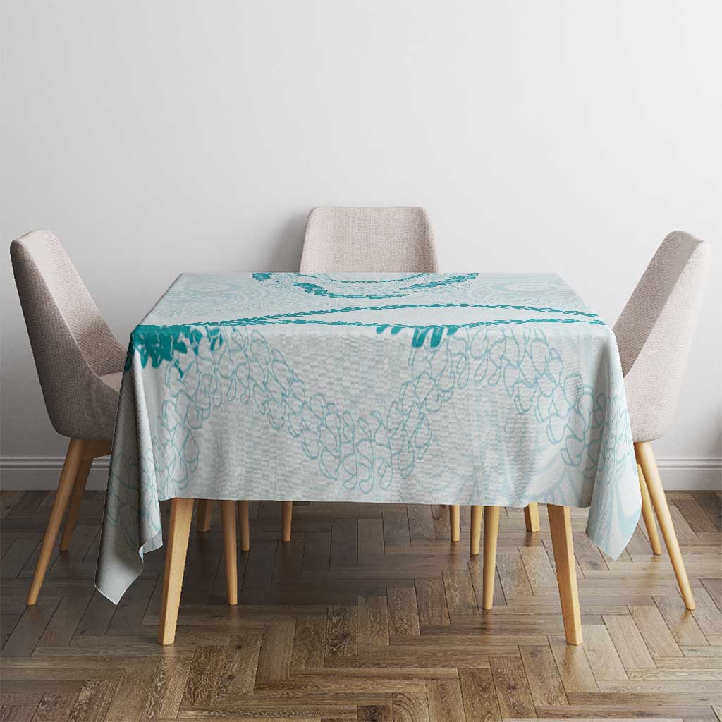 Aloha Lei Mikioi Tablecloth Teal Polynesian Tribal Tatau Pattern LT9 - Polynesian Pride