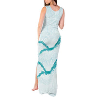 Aloha Lei Mikioi Tank Maxi Dress Teal Polynesian Tribal Tatau Pattern