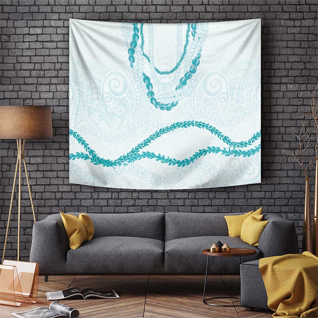 Aloha Lei Mikioi Tapestry Teal Polynesian Tribal Tatau Pattern