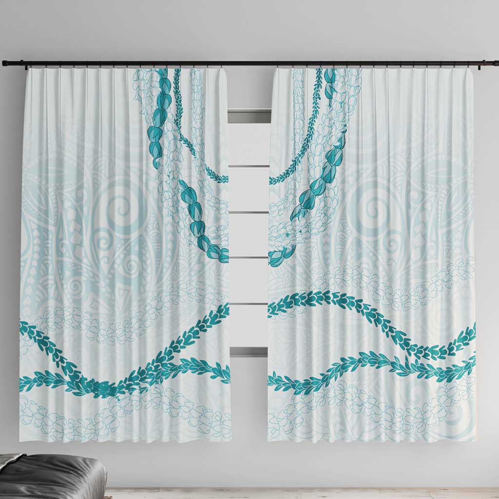 Aloha Lei Mikioi Window Curtain Teal Polynesian Tribal Tatau Pattern