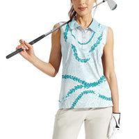 Aloha Lei Mikioi Women Sleeveless Polo Shirt Teal Polynesian Tribal Tatau Pattern LT9 - Polynesian Pride