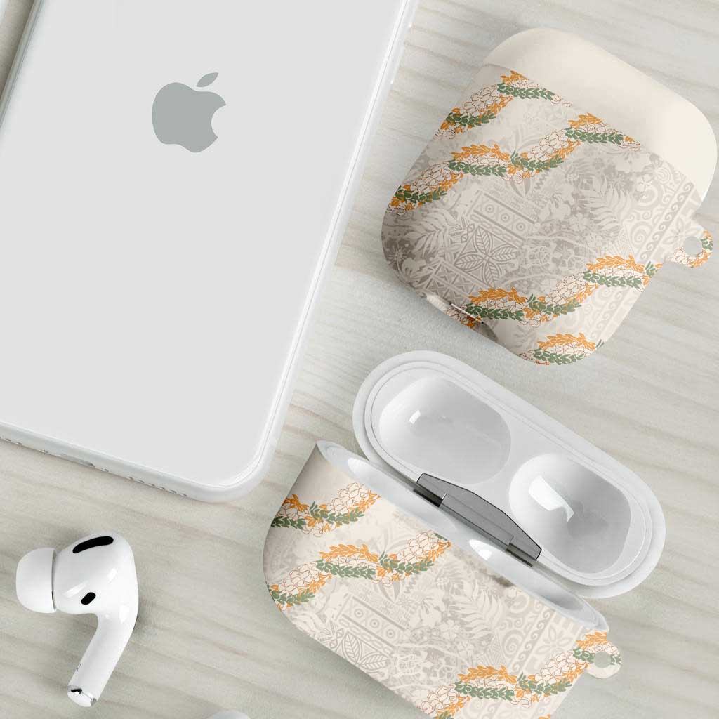 Aloha Pakalana and Puakenikeni Lei AirPods Case Beige Hawaiian Pattern - Polynesian Pride