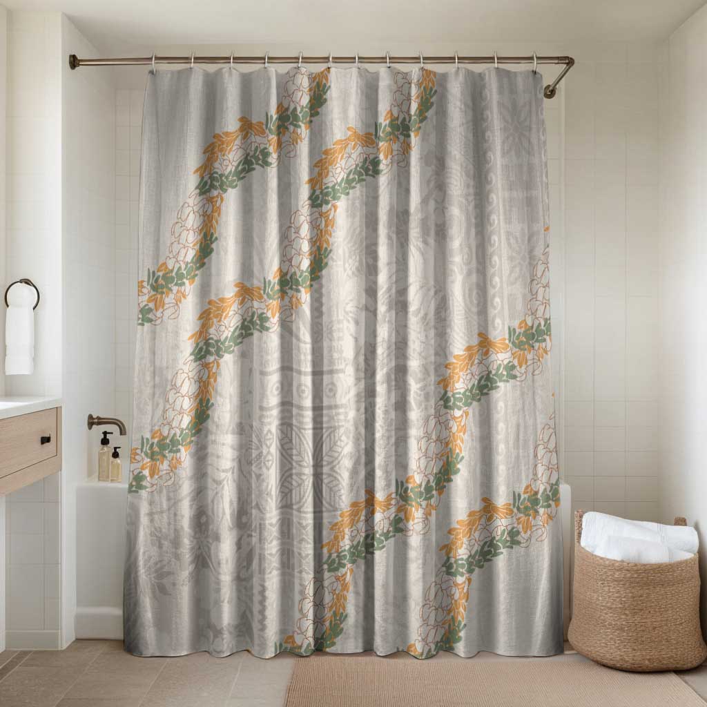 Aloha Pakalana and Puakenikeni Lei Bathroom Set Beige Hawaiian Pattern - Polynesian Pride
