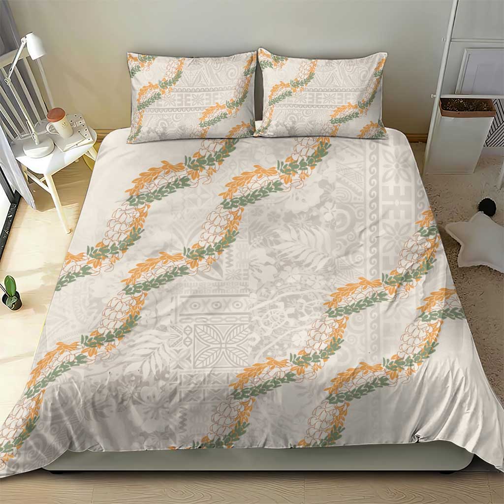 Aloha Pakalana and Puakenikeni Lei Bedding Set Beige Hawaiian Pattern