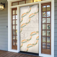 Aloha Pakalana and Puakenikeni Lei Door Cover Beige Hawaiian Pattern - Polynesian Pride