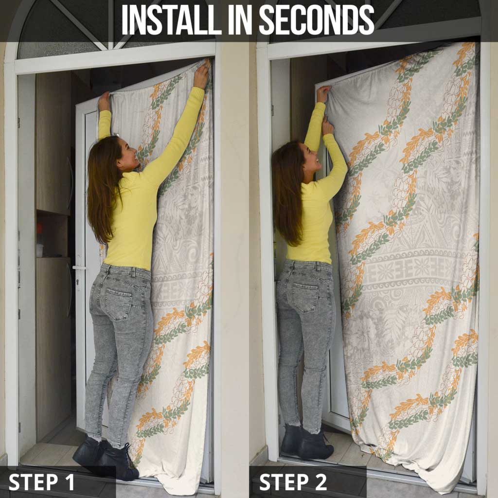 Aloha Pakalana and Puakenikeni Lei Door Cover Beige Hawaiian Pattern - Polynesian Pride