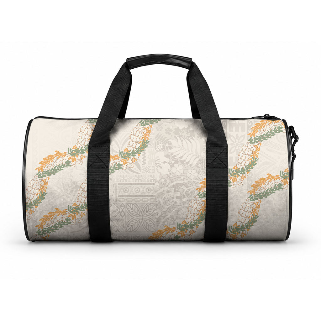 Aloha Pakalana and Puakenikeni Lei Duffle Bag Beige Hawaiian Pattern LT9 One size Beige - Polynesian Pride