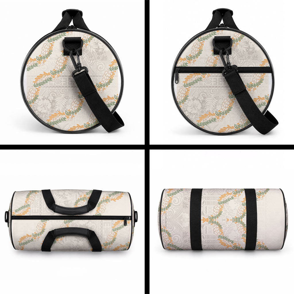 Aloha Pakalana and Puakenikeni Lei Duffle Bag Beige Hawaiian Pattern LT9 - Polynesian Pride